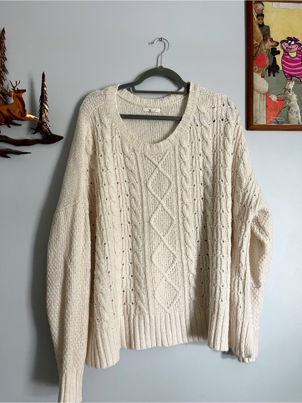 Maurices Ivory Cable Knit Sweater Plus Size 4 Cozy Chunky Knit